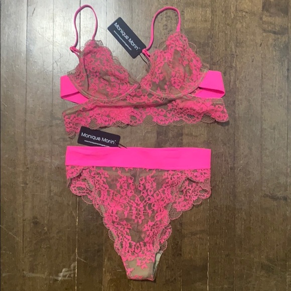 Monique Morin pink and nude lingerie set